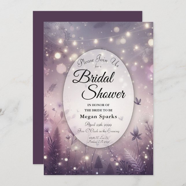 Starlit Enchantment in Bloom Bridal Shower Invitation (Front/Back)