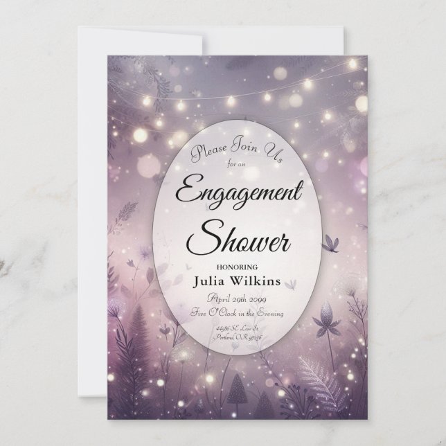 Starlit Enchantment in Bloom Engagement Shower Invitation (Front)