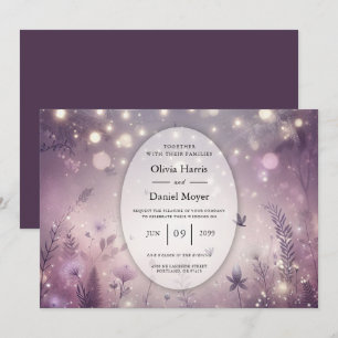Starlit Enchantment in Bloom Wedding Invitation