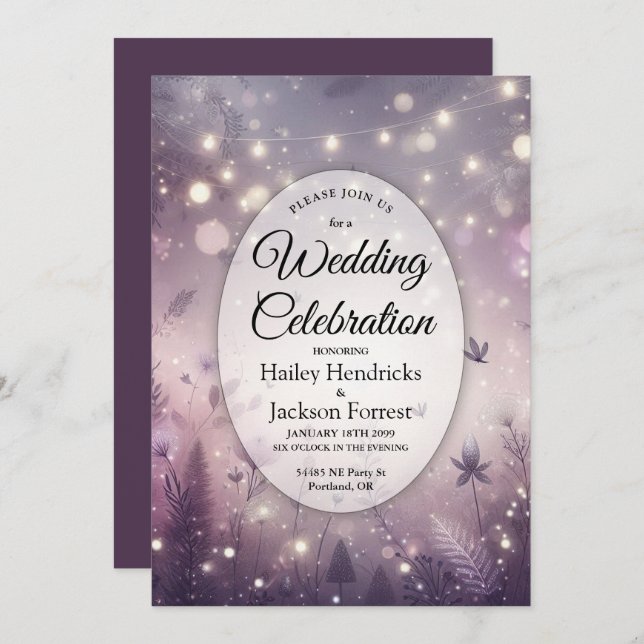 Starlit Enchantment in Bloom Wedding Invitation (Front/Back)