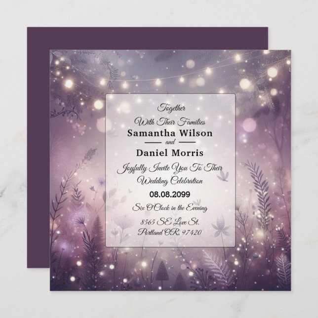 Starlit Enchantment in Bloom Wedding Invitation (Front/Back)