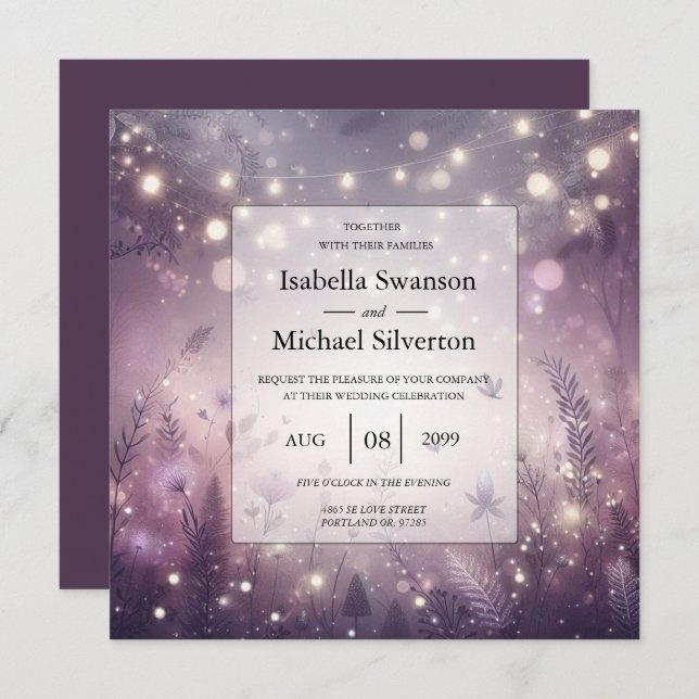 Starlit Enchantment in Bloom Wedding Invitation (Front/Back)