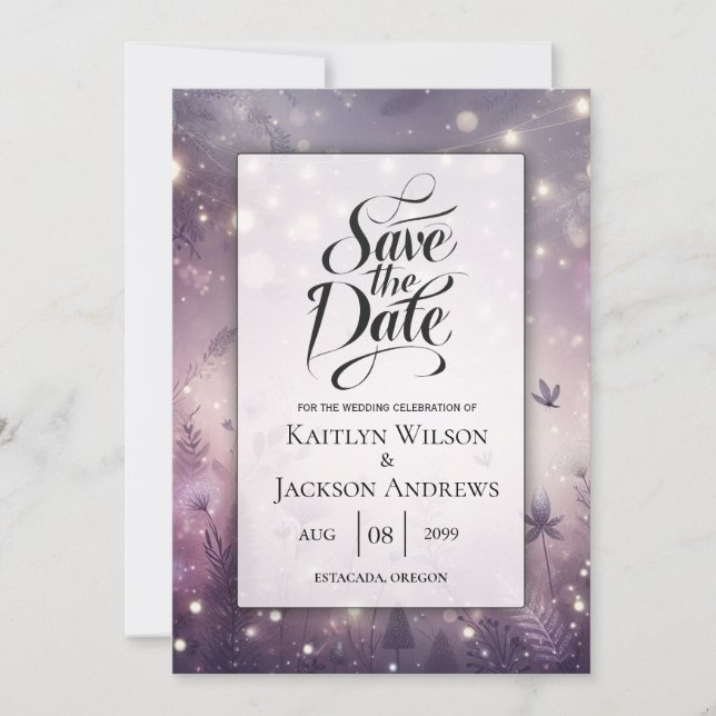 Starlit Enchantment in Bloom Wedding Save The Date (Front)