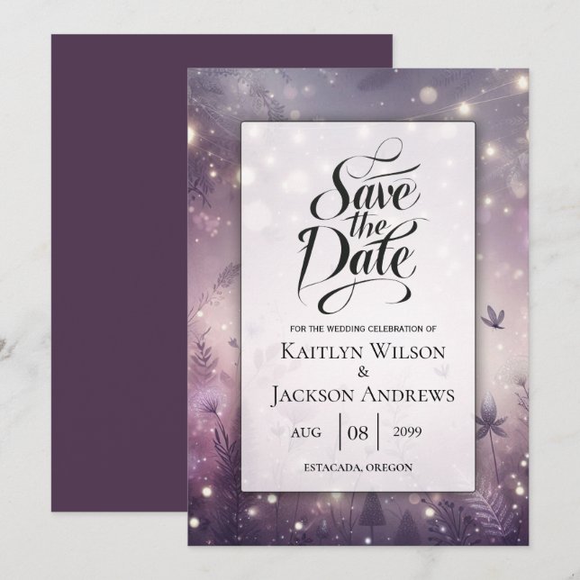 Starlit Enchantment in Bloom Wedding Save The Date (Front/Back)
