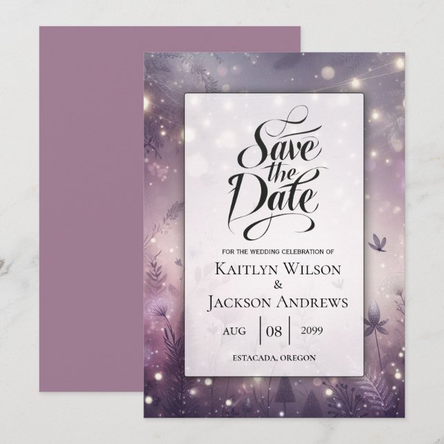 Starlit Enchantment in Bloom Wedding Save The Date (Front/Back)