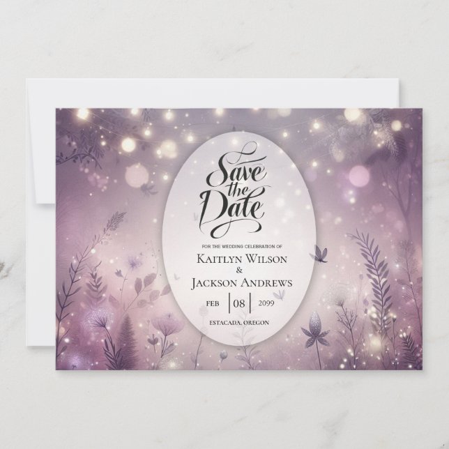 Starlit Enchantment in Bloom Wedding Save The Date (Front)