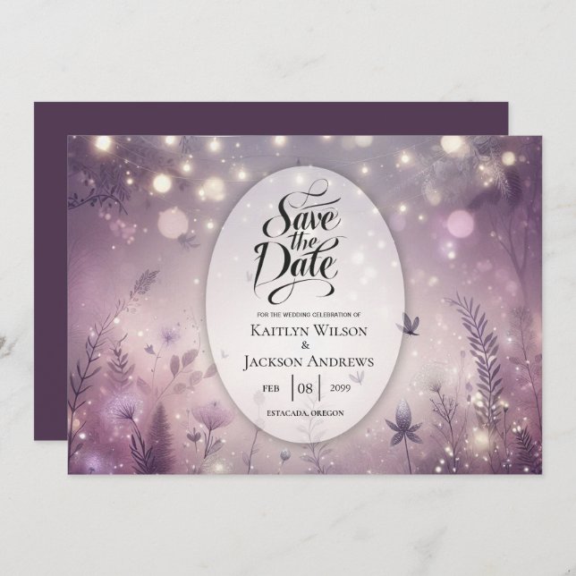 Starlit Enchantment in Bloom Wedding Save The Date (Front/Back)