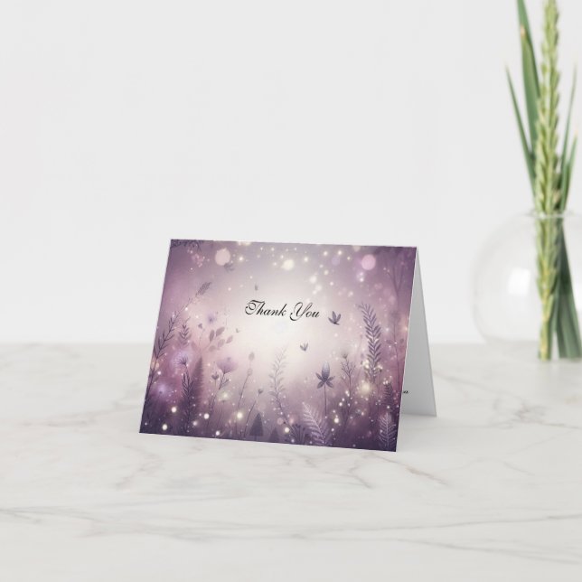 Starlit Enchantment in Bloom Wedding Thank You Card (Front)