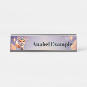 Starlit Fox of the Moonlit Meadows. Desk Name Plate