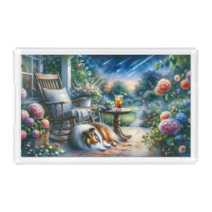 Starlit Garden Porch Sheltie Dream Acrylic Tray