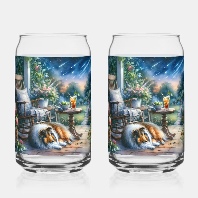 Starlit Garden Porch Sheltie Dream Can Glass (Front)