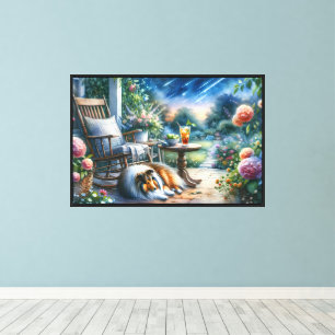 Starlit Garden Porch Sheltie Dream Canvas Print