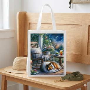 Starlit Garden Porch Sheltie Dream Grocery Bag