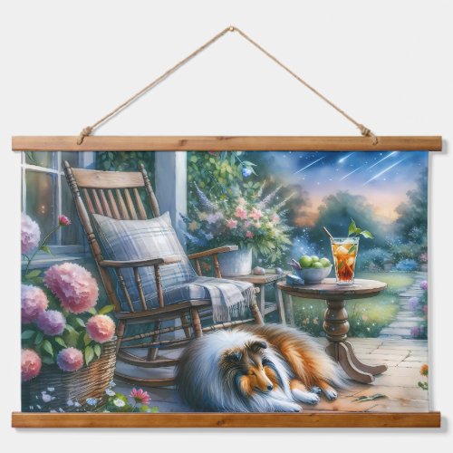 Starlit Garden Porch Sheltie Dream Hanging Tapestry