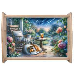 Starlit Garden Porch Sheltie Dream Serving Tray