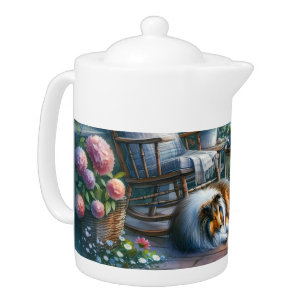 Starlit Garden Porch Sheltie Dream Teapot