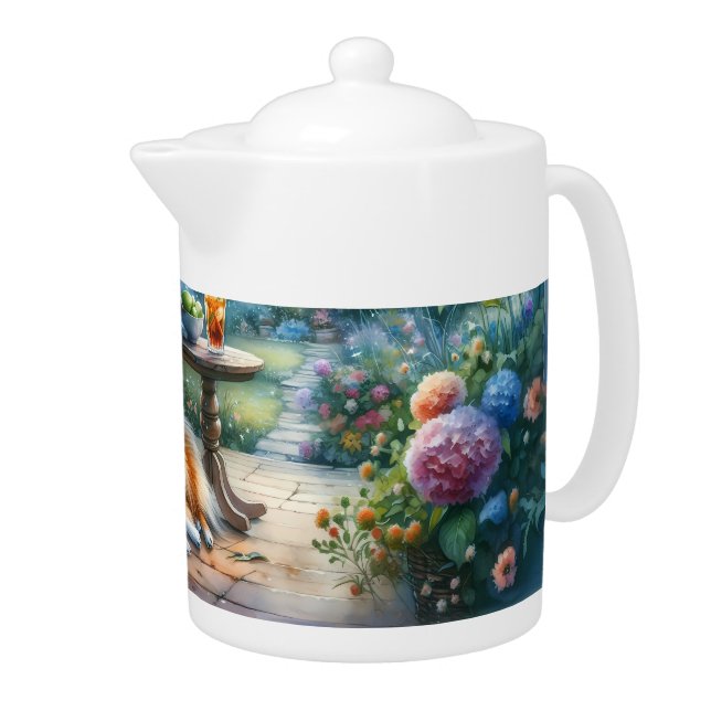 Starlit Garden Porch Sheltie Dream Teapot (Right)