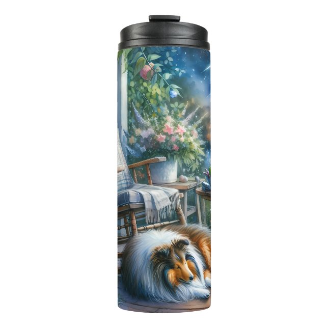 Starlit Garden Porch Sheltie Dream Thermal Tumbler (Front)