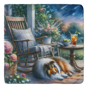 Starlit Garden Porch Sheltie Dream Trivet