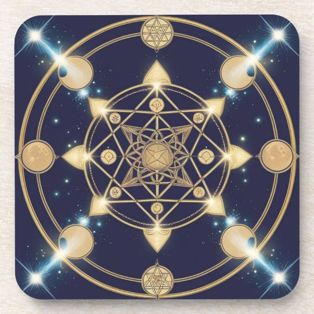 Starlit Geometry – The Code of Infinity Beverage Coaster (Front)