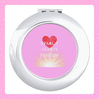Starlit Hearts Fashion Red Heart Shine Compact Mirror