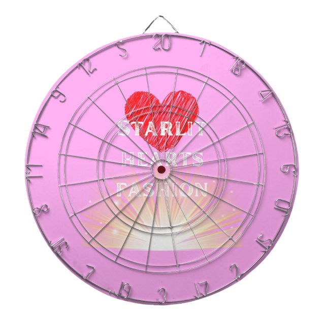 Starlit Hearts Fashion Red Heart Shine Dart Board (Front)
