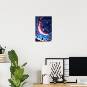 Starlit Horizon - Anime Space Poster