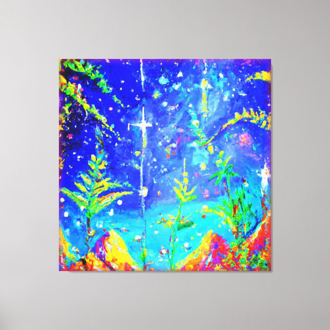 "Starlit Jungle" Cute Painting. Buy Now Canvas Print (Front)