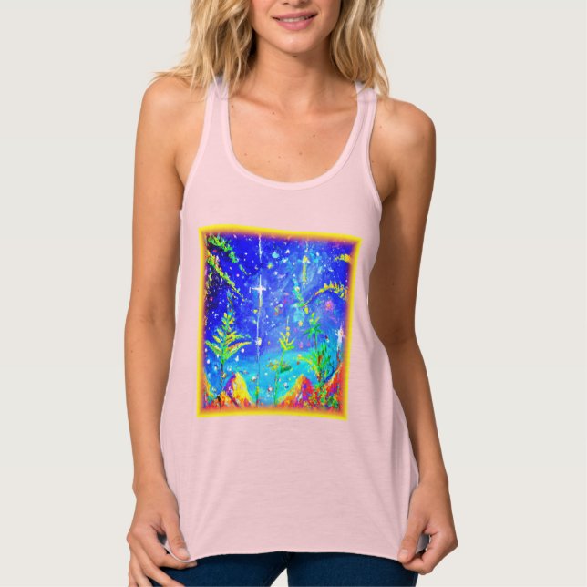 "Starlit Jungle" Cute Painting. Buy Now Tank Top (Front)