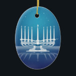 Starlit Menorah II Ceramic Ornament<br><div class="desc">Original artwork by Thedustyphoenix. http://www.thedustyphoenix.com</div>