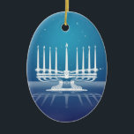 Starlit Menorah II Ceramic Ornament<br><div class="desc">Original artwork by Thedustyphoenix. http://www.thedustyphoenix.com</div>