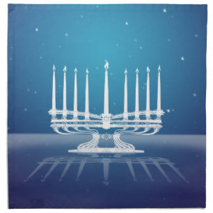 Starlit Menorah II Cloth Napkin