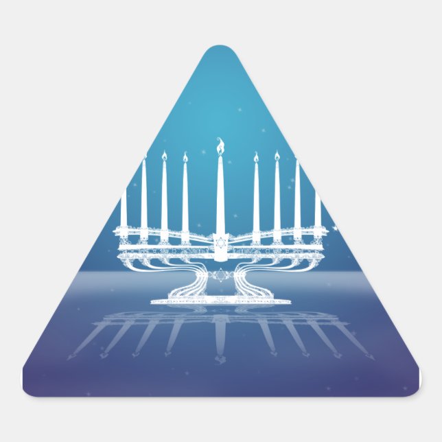 Starlit Menorah II Triangle Sticker (Front)