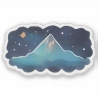 Starlit Mountain Reflection Sticker