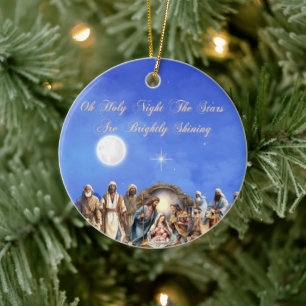 Starlit Nativity: Oh Holy Night- Ceramic Ornament