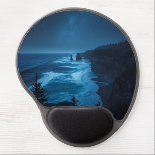 Starlit Ocean Cliffs – Milky Way Coastal Nightscap Gel Mouse Pad