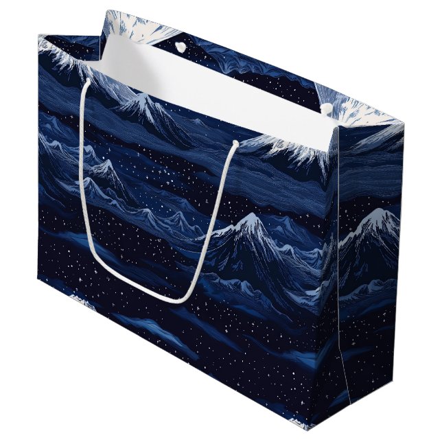 Starlit Peaks – Midnight Mountain Sky (3) Large Gift Bag (Front Angled)
