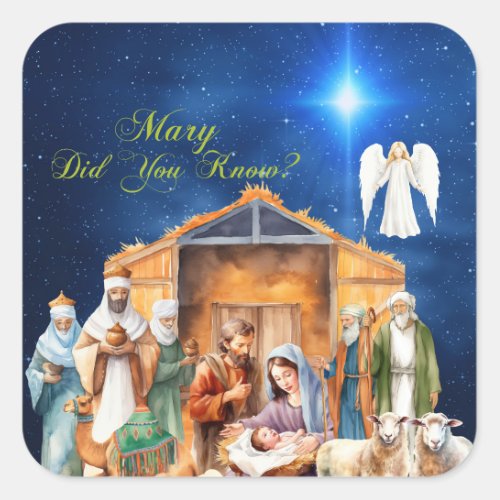  Starlit Revelation Mary Did You Know Square Sticker