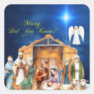 Starlit Revelation: Mary Did You Know?" Square Sticker