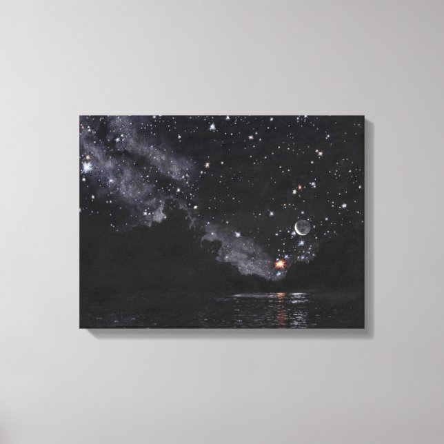 Starlit River Awaiting Scorpio: Canvas Uncropped Print (Front)