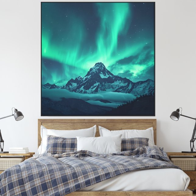 Starlit Silence – Custom Quote Print with Aurora & (Insitu(Bedroom))