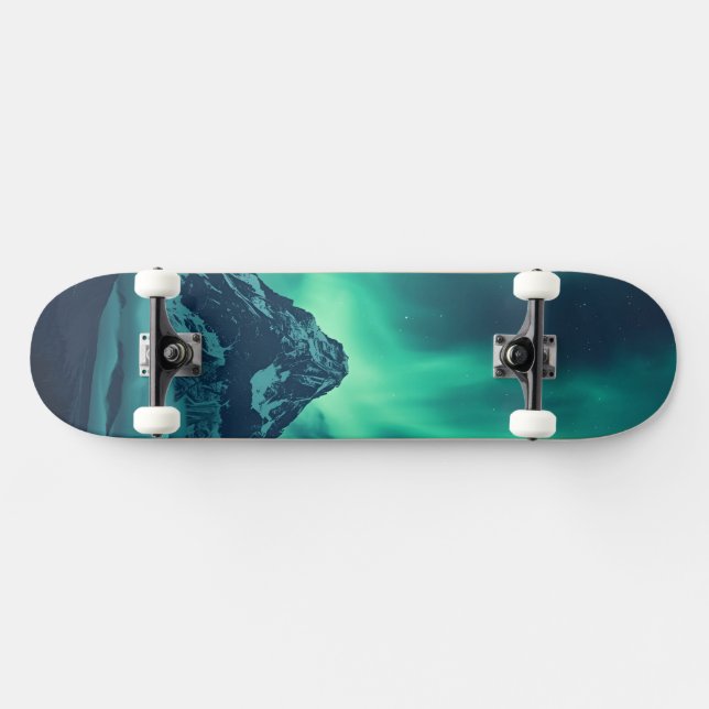Starlit Silence – Custom Quote Print with Aurora & Skateboard (Horz)