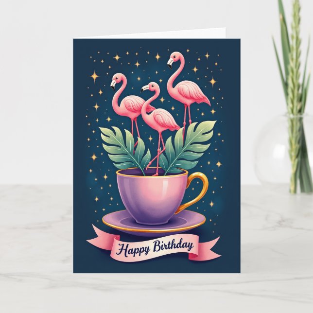 Starlit Teacup Birthday Card (Front)