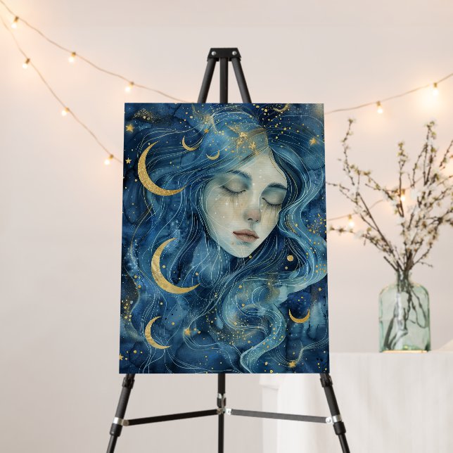 Starlit Visions – Indigo Moon Goddess Foam Board (In Situ (Stand))