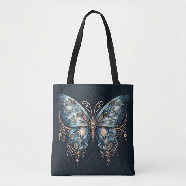 Starlit Wings Celestial Moth – Lunar Magic Art  Tote Bag (Front)