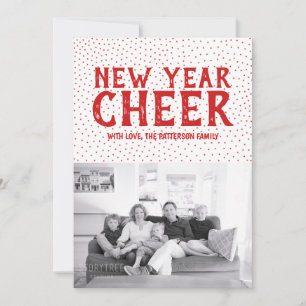 Starred New Year Cheer Photo Card   Red