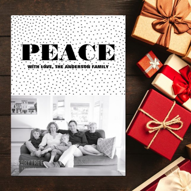 Starred Peace Holiday Photo Card | Black (Starred Peace Holiday Photo Card - Black)