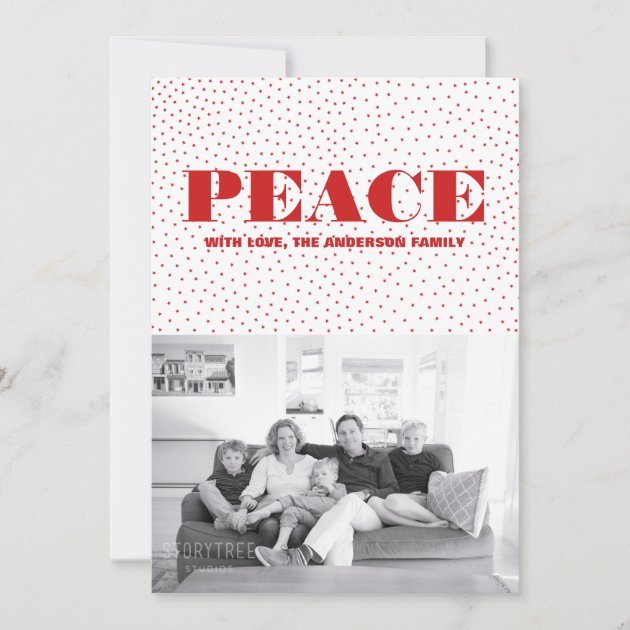 Starred Peace Holiday Photo Card | Red