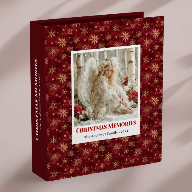 Starry Angel Christmas Red Poinsettia memory album 3 Ring Binder (Starry Angel Christmas Red Poinsettia memory album)