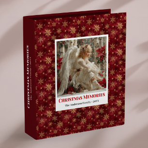 Starry Angelic Red Poinsettia Holiday album 3 Ring Binder